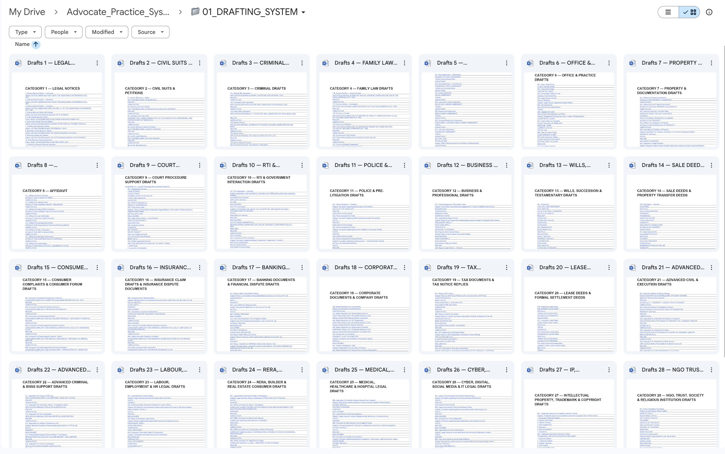 Legal Drafts Folder Preview